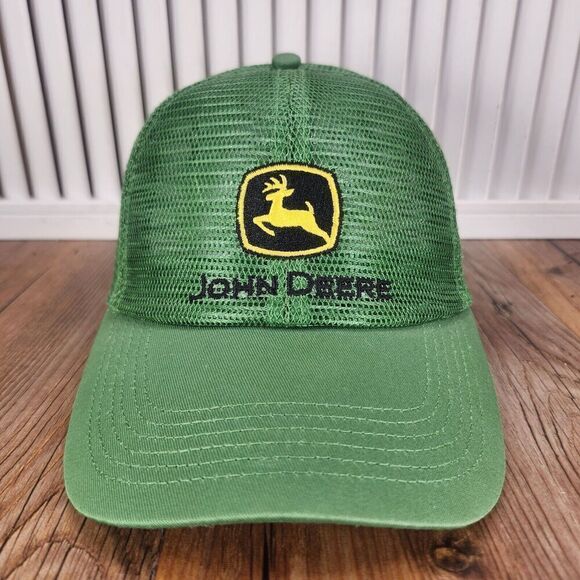John Deere Mesh Hat Cap Snapback Green Logo Farmer Tractor Outdoors Farm Ranch - Picture 2 of 10